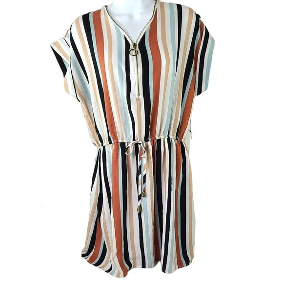 J for Justify Dresses & Skirts - J for Justify Women's Dress Grated Multicolor Cap Sleeves Earth Tones Blouson